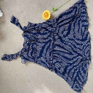 Patrons of Peace Navy Blue Floral Ruffle Summer Dress